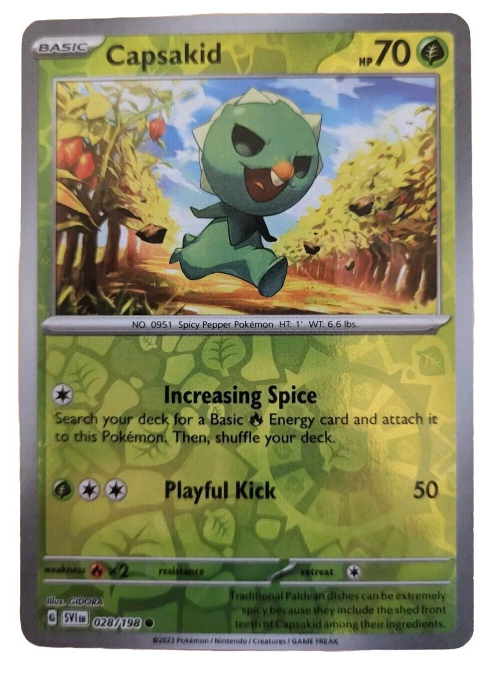 Reverse Holo Capsakid 028/19 Scarlet & Violet Pokemon Trading Card (A3