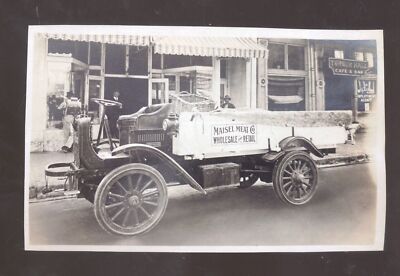 REAL PHOTO STOCKTON CALIFORNIA MAISEL MEAT COMPANY TRUCK POSTCARD COPY