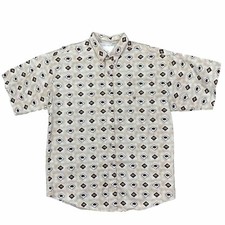 Vintage Panhandle Slim Buffalo Animal Diamond Aztec Western Shirt USA Made Large
