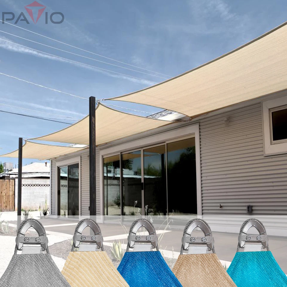 PATIO Heavy Duty Wire Rope Reinforce Sun Shade Sail Permeable Shade Cover for Outdoor