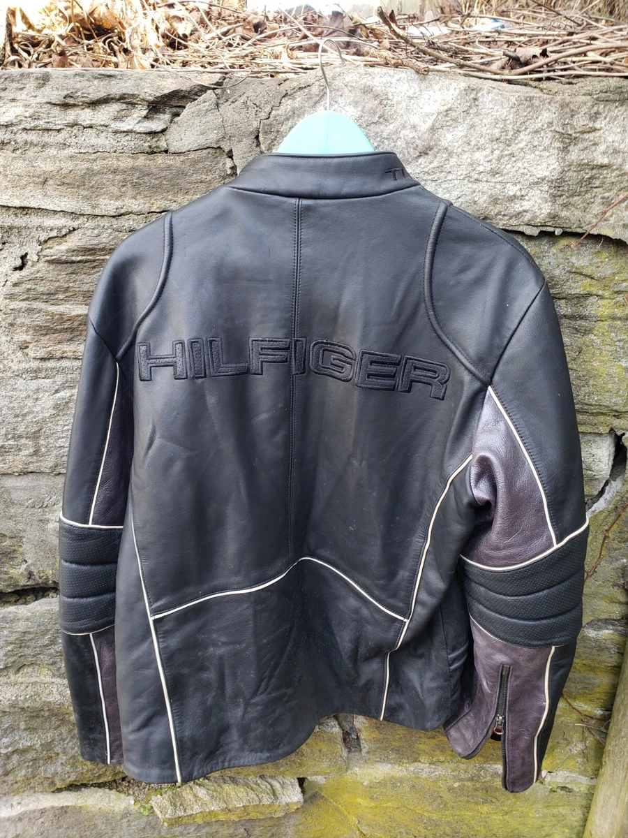Tommy hilfiger leather on sale biker jacket