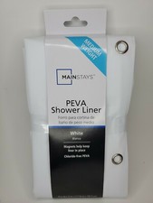Mainstay PEVA Shower Liner White w/ Magnets  Metal Grommets 70" x 71"