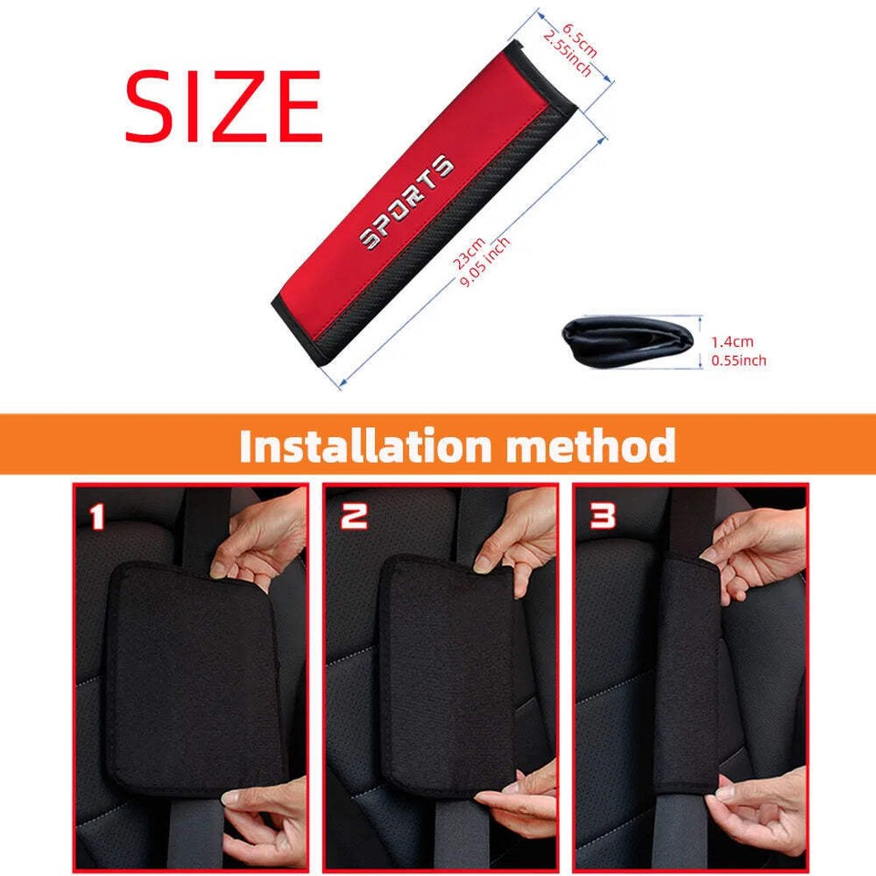 1PC Carbon Fiber Leather SPORTS Car Seat Belt Shoulder Cover Insurance