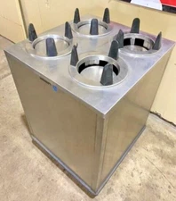 LAKESIDE 4 SLOT BOWL OR PLATE HOLDER WITH SMALL BASKET ON CASTERS 7.5 TO 8 INCH