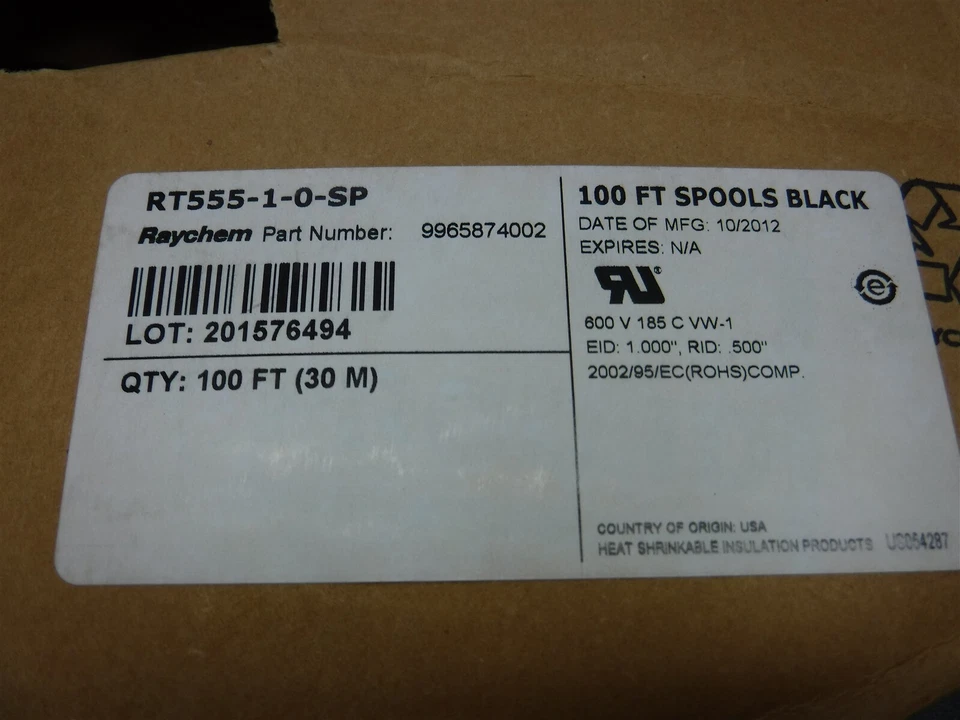 Appx 70FT New Raychem RT555-1-0-SP Fluoropolymer Heat Shrink Tube New O11 - Image 2 of 4