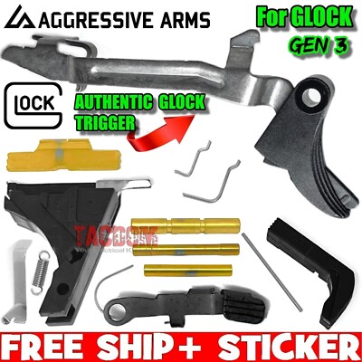 AGGRESSIVE ARMS LOWER PARTS KIT GOLD w/ OEM GL0CK Trigger SP02303 GEN 3 - 17 19