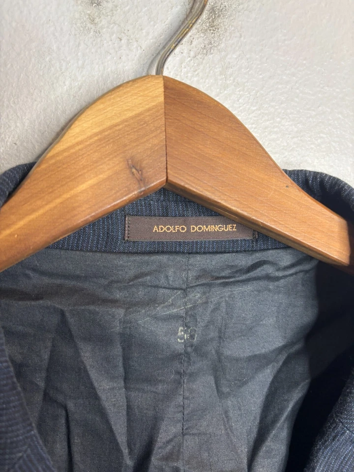 Blazer Adolfo Dominguez Hombre 56 Azul 100% Lino Abrigo Deportivo Chaqueta 4230 Foto 3 de 4
