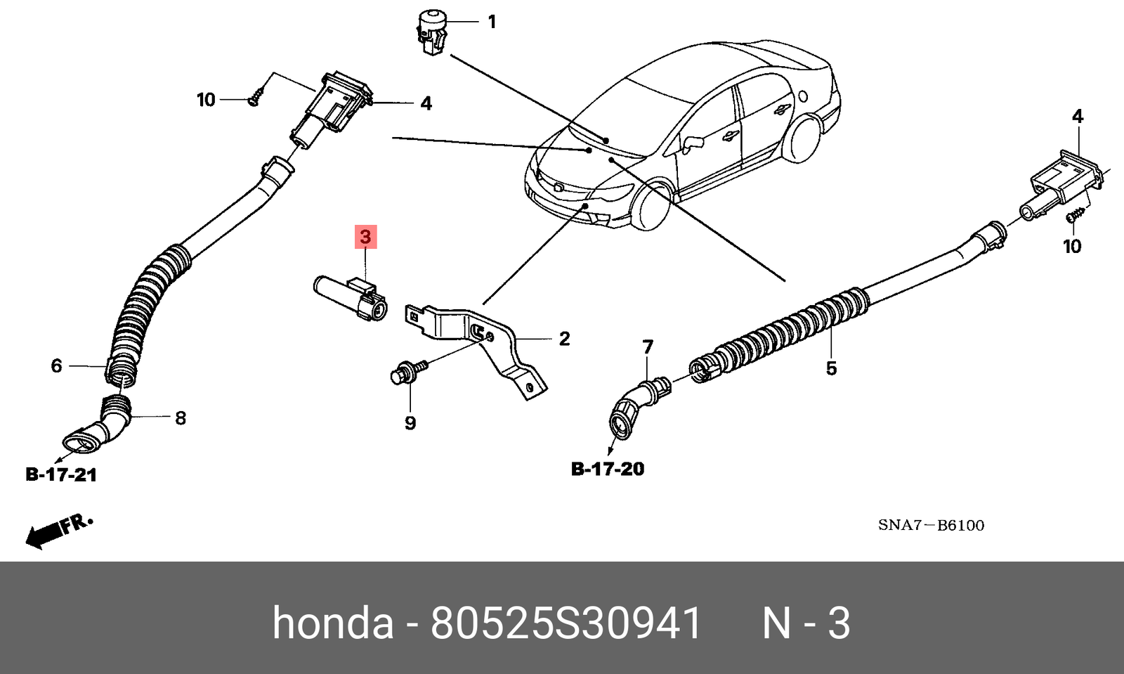 Genuine OE Sensor Assembly Temperature 80525S30941 for Honda 80525 