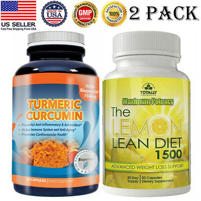Turmeric Curcumin Immune Support Supplement Lemon Lean Diet Weight Loss Capsules