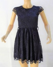 NEW LADIES CLUB L NAVY LINED LACE SKATER DRESS SIZE 14