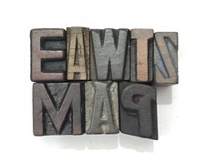 Vintage Letterpress 8 Mix Letters Wood Type Printers Block Collection BL-504