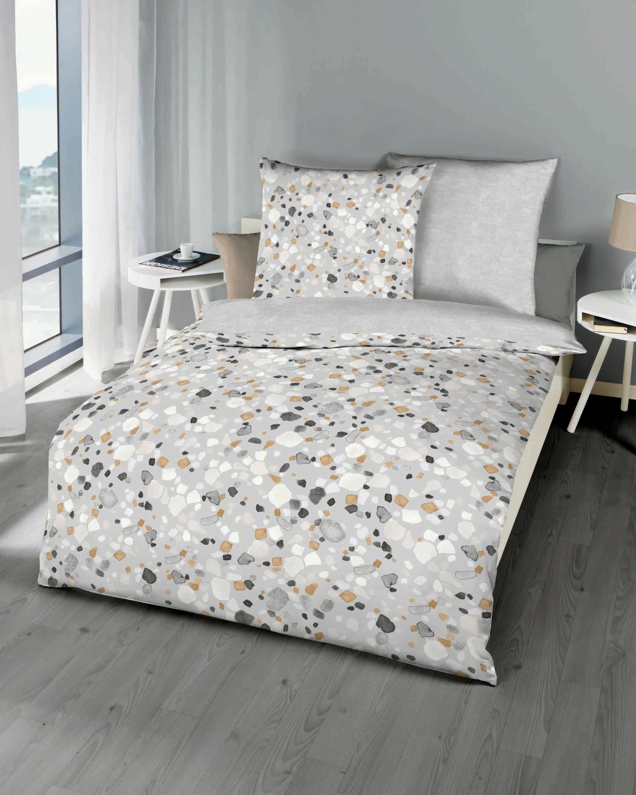 Kaeppel Mako-Satin-Bettwäsche Terrazzo stein, 2 tlg. Kaeppel Mako-Satin-Bettwäsche Terrazzo stein, 2 tlg.