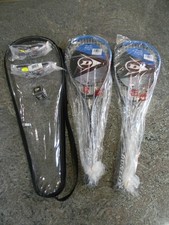 Pair Dunlop Grey/Blue Squash Lite Ti Racquets, Python Intro 2k Eyeguards, Ball
