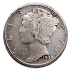 1934-D Mercury Dime VF Very Fine 90% Silver
