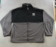 united states olympic committee jacket mens XXL gray black fleece made in USA