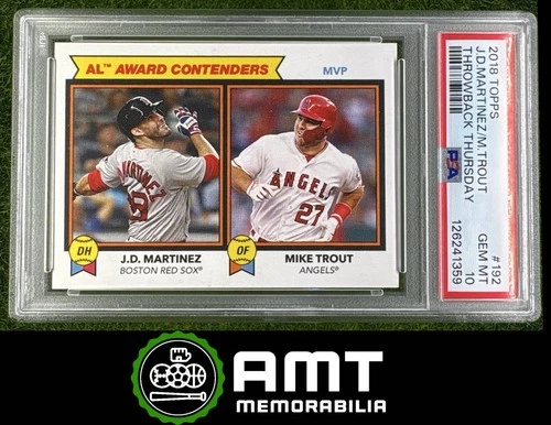 Mike Trout J.D. JD Martinez PSA 10 2018 Topps Throwback Thursday #192 1359
