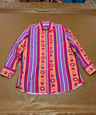 Panhandle Slim Men s Western Striped Long Sleeve Button-Up Shirt Pockets Orange