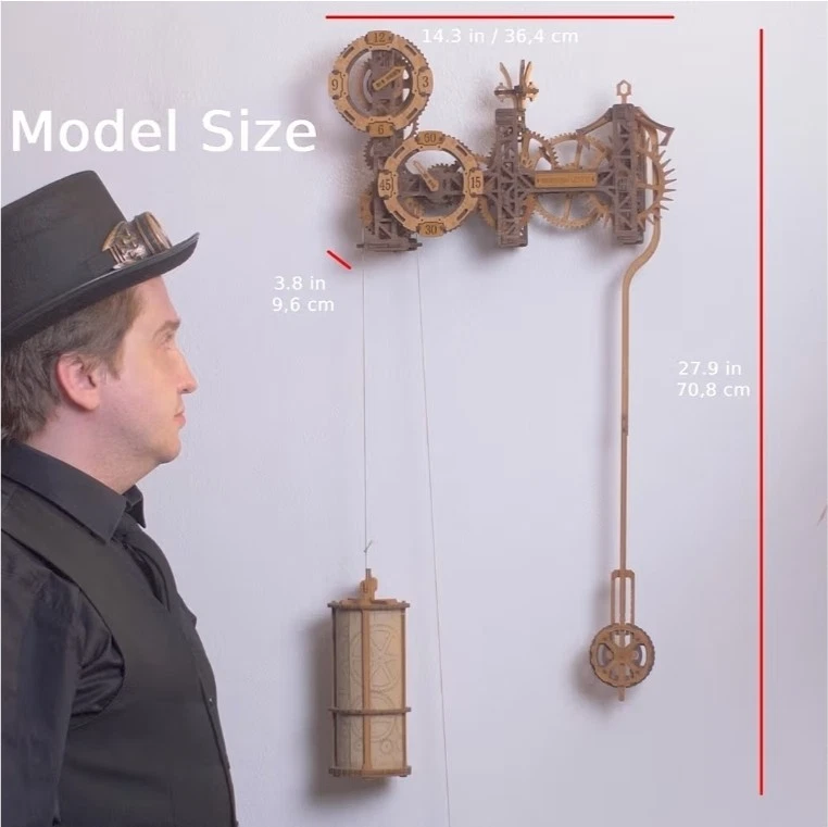 WOODEN.CITY Steampunk Gearworks - Orologio puzzle 3D in legno, kit fai da te,... - Immagine 3 di 4