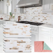 20 Sheets Peel and Stick Backsplash for Kitchen, 2026 Upgraded Calacatta Gold...