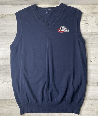 Samford Bulldogs Logo Devon & Jones Blue Sweater Vest Men s Size: Small EUC!