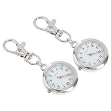 2Pcs Pocket Watch Simple Keyring Design Watch Decorative Nurse Fashionable