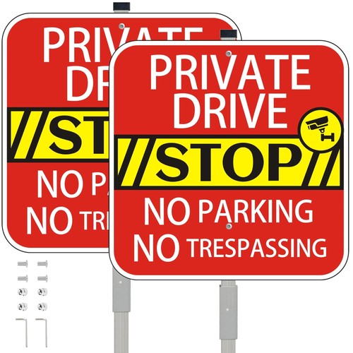 2Pack Private Driveway Stop Sign with 36