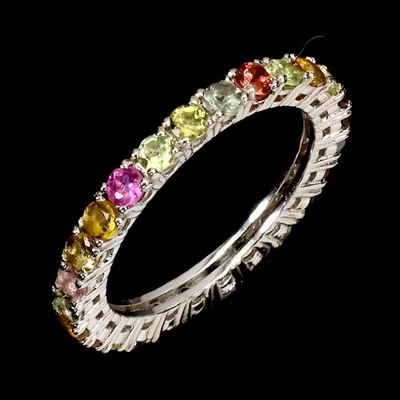 925 Sterling Silber Ring Rundes Turmalin-Naturstein 2,5mm Ringgröße 7 - Bild 1 von 4