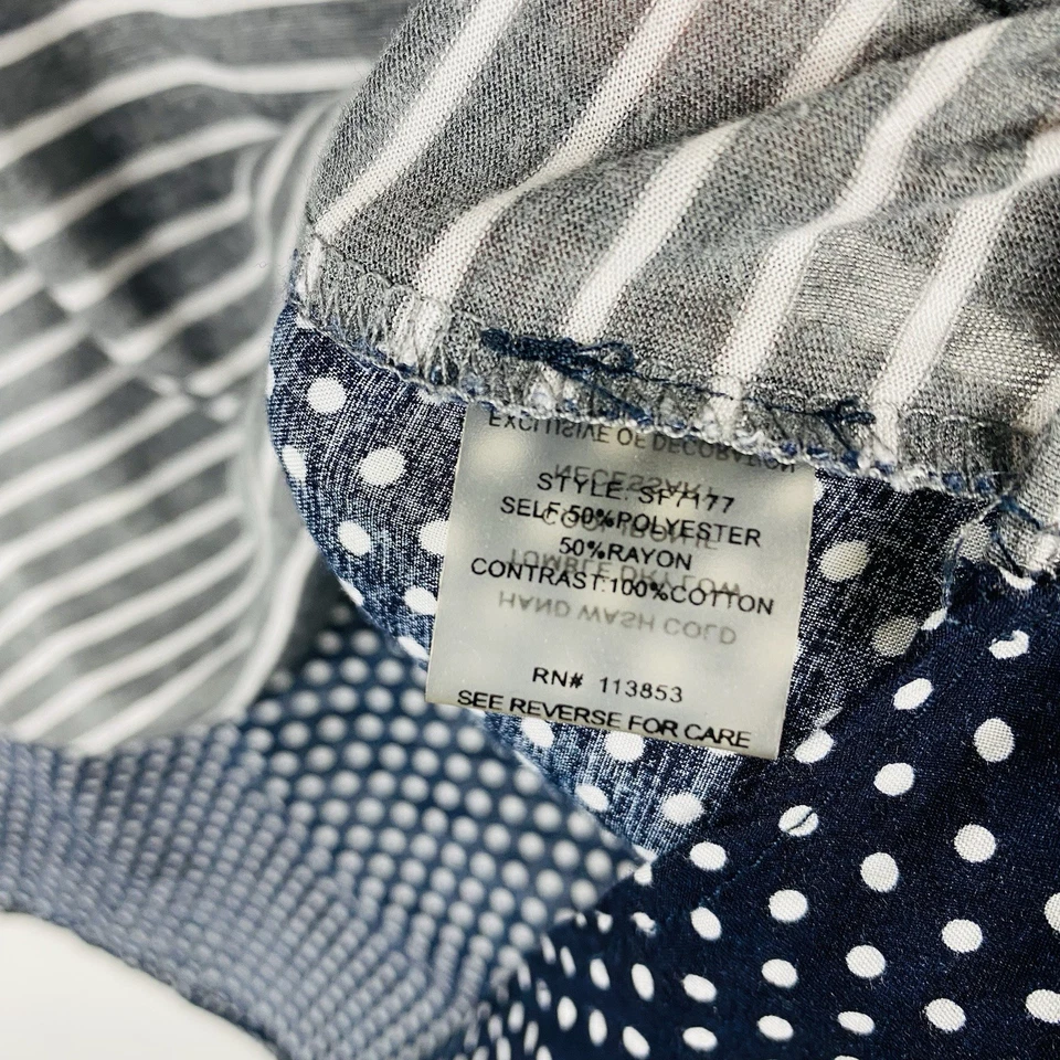 Market & Spruce Size Small Austin Polka Dot Striped Mixed Material T-Shirt Top - Image 4 of 4