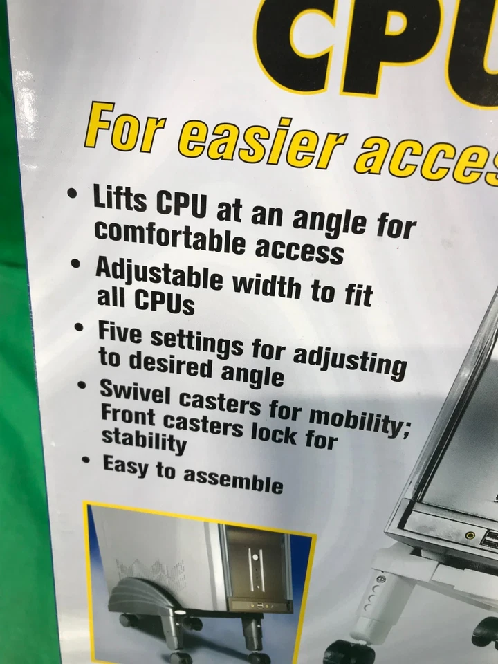 Kantek CS250B ANGLED CPU ROLLING/SWIVEL ADJUSTABLE STAND/BLACK NIB - Image 3 of 4