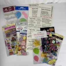 Birthday Scrapbooking Stickers Lot Fulls and Partials Mrs Grossmans Cathy B +++