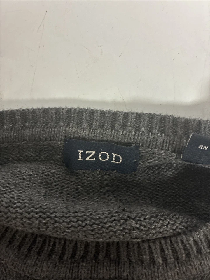 Suéter acanalado tejido manga larga Izod gris oscuro para hombre Foto 3 de 3