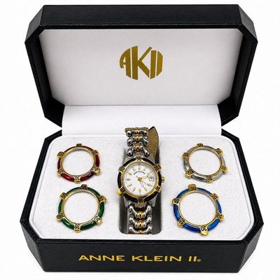 Anne Klein II Vintage Watch Set Two Tone Leather Strap 4  display picture 2