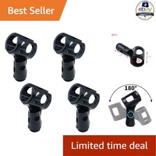 Microphone Clip Black Square ABS Plastic 180 Degree Rotation 5/8 Male Adapter