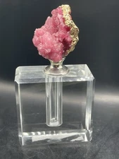 Crystal Block Perfume Bottle Pink Gold Geode on Dipstick American Ateler #39