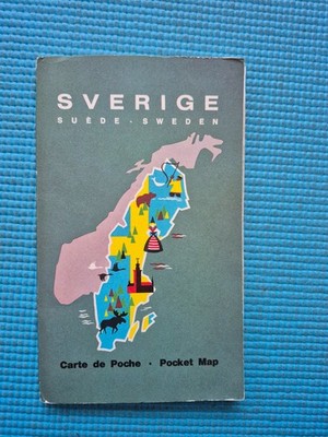 Vintage 1965 Sverige / Sweden Pocket Map Ravenstein Geographische 1:750,000