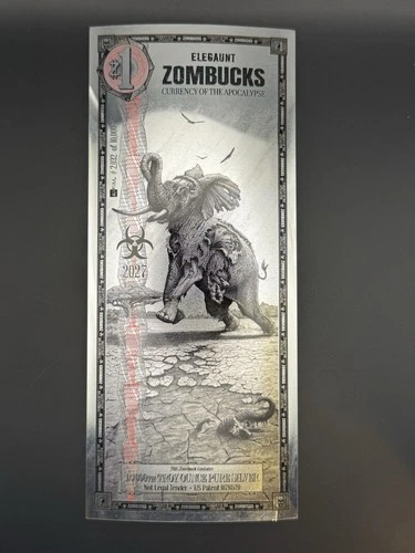 Zombucks Silver Note ELEGAUNT Limited Edition Currency of the Apocalypse