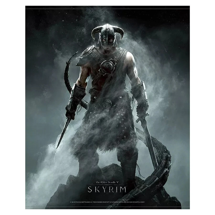 BETHESDA Skyrim Dragonborn Wallscroll Stoff Poster - 100 x 77 cm - NEU