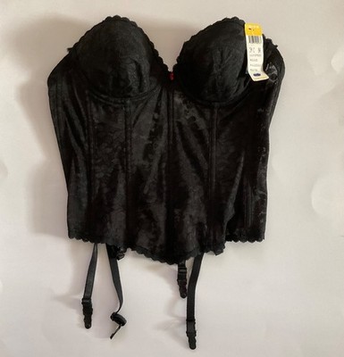 Vintage Carnival Black Lace Corset 34C Bustier Union Made Gothic Sexy Whimsigoth