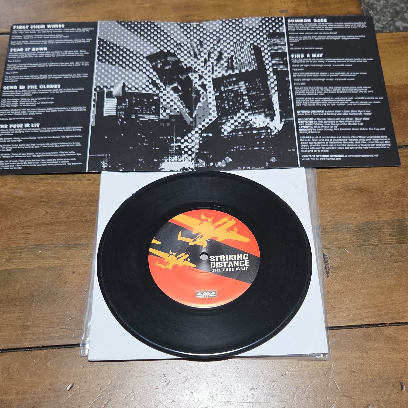 Striking Distance The Fuse Is Lit 7" Vinyl EP Black Bridge Nine B9R029 Hardcore image 3