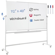Large Magnetic Mobile Whiteboard 72"x40", Rolling Double Sided Stand Whiteboa...