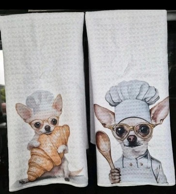Chihuahua Geschirrtuch lustige Neuheit Küche 2er Set brandneu tolle Geschenkidee