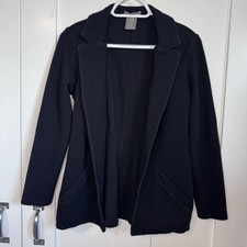 Matty M Women's Black Knit Boyfriend Blazer Jacket Long Sleeve Size Small