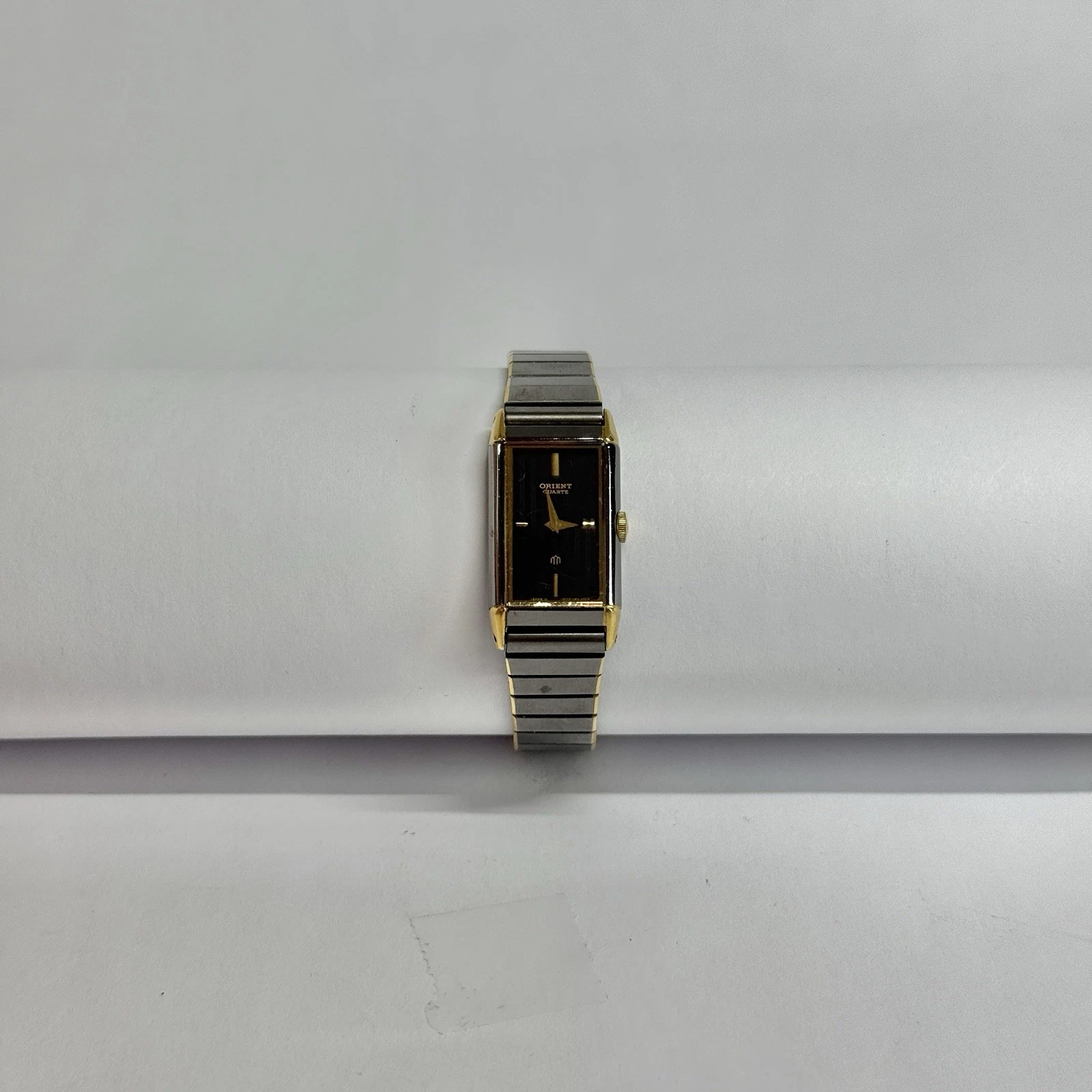 ORIENT Tank J90038A-40 Quartz Analog Two Tone Women Vintage Watch W544 *WORKING