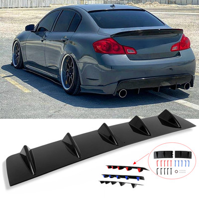 For Infiniti G35 G37 Sedan Rear Diffuser 5-Fins Bumper Lip Splitter Spoiler
