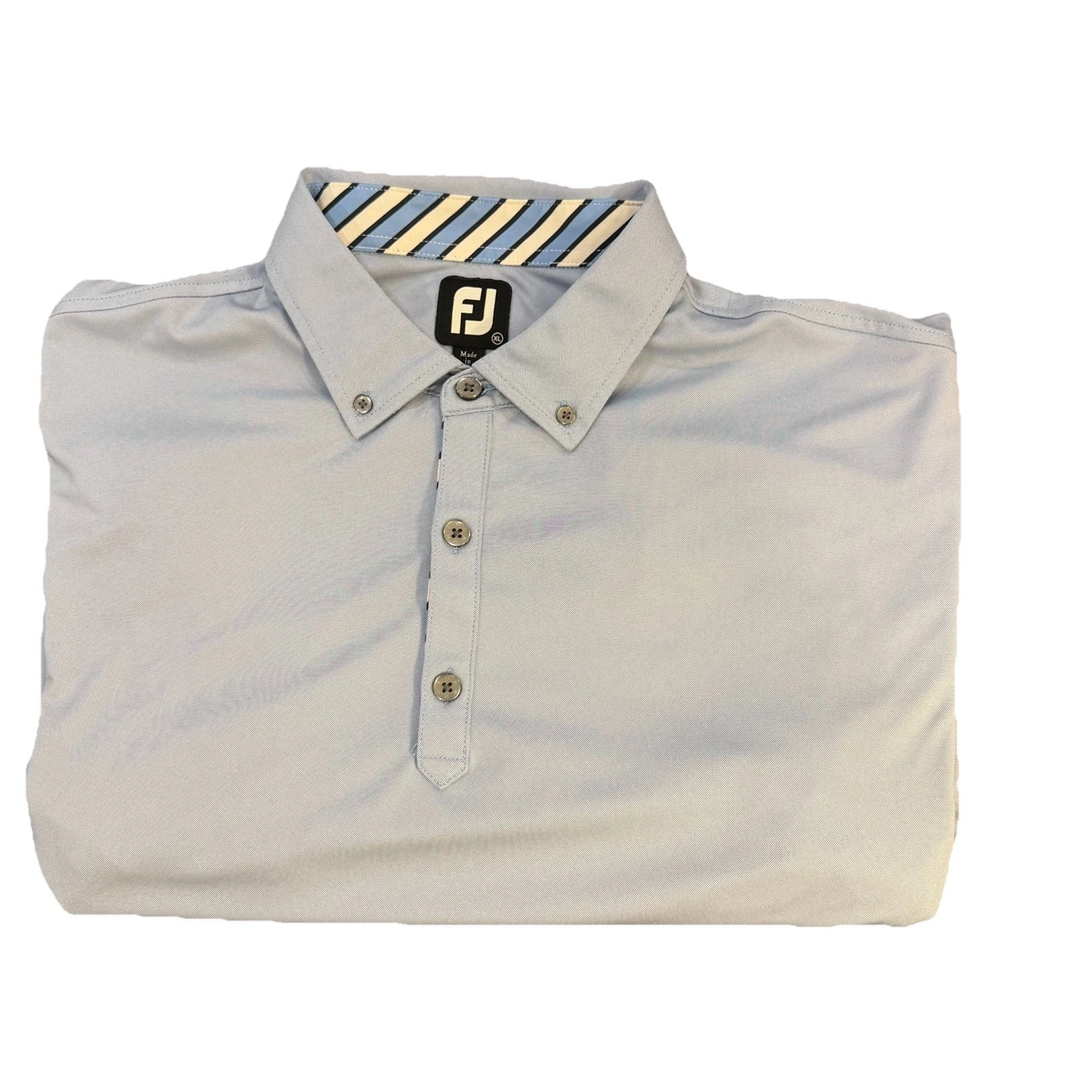 FootJoy FJ Mens Short Sleeve Golf Polo Purple Size XL Light Blue Performance