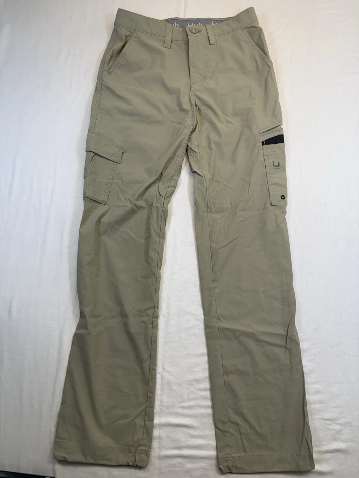 HUK Icon Pro Performance Fishing Cargo Pants Mens 30x32 Stretch 50+SPF Nylon EUC