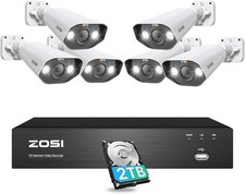 ZOSI 8CH 4K 6 x 8MP PoE Security Camera System with 2TB HDD Detect 2 Way Audio