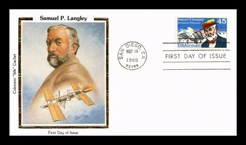 US COVER SAMUEL P LANGLEY AVIATION PIONEER AIR MAIL FDC COLORANO SILK CACHET