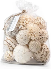 ANDALUCA Large Decorative Balls Bowl Filler Decor Orbs White & Cream (Natural Wh
