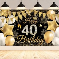40. Geburtstag Deko Banner FüR MäNner Und Frauen, Schwarz Gold Happy Birthday B